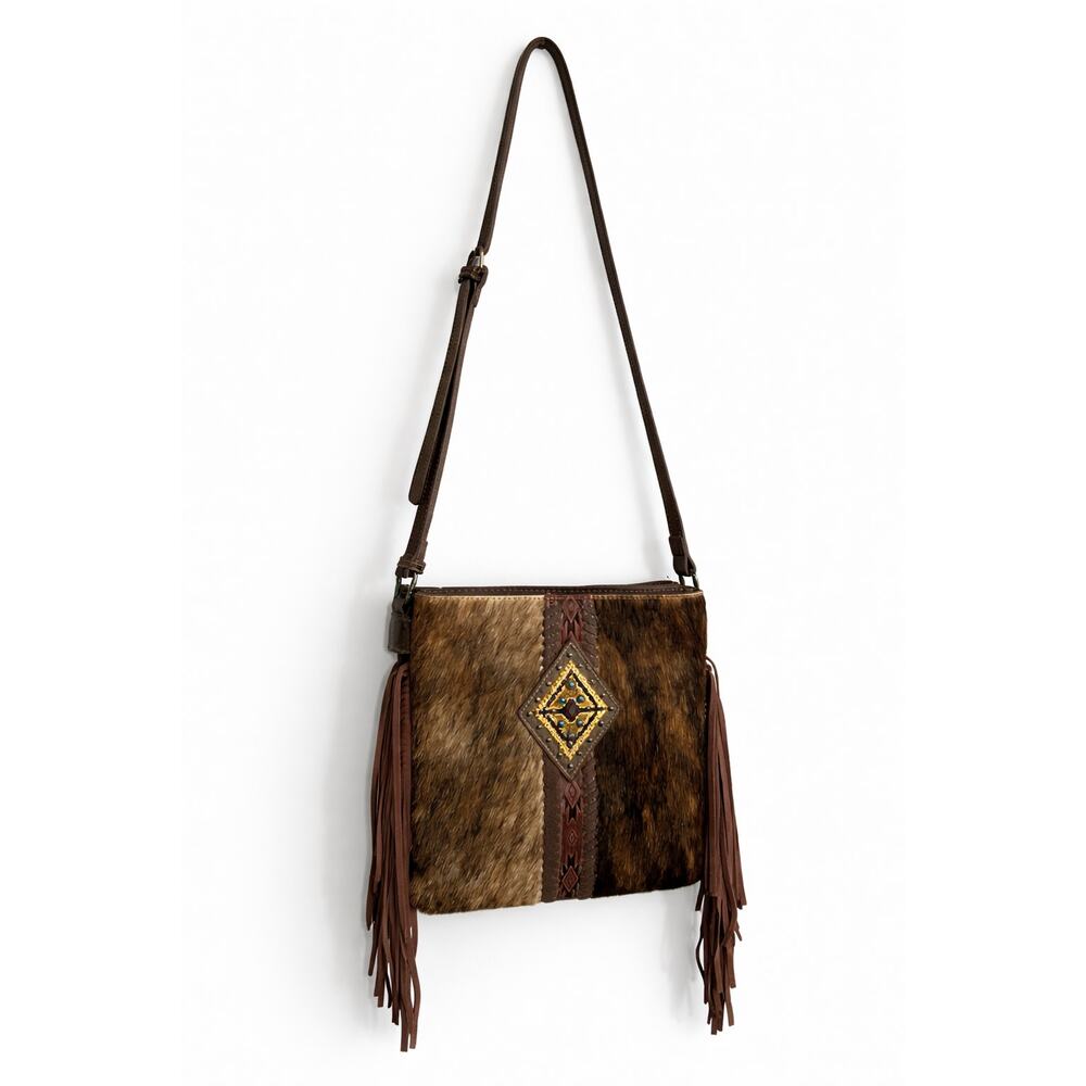 Concealed Carry Crossbody Purse Cowhide Leather Fringe Western Bag